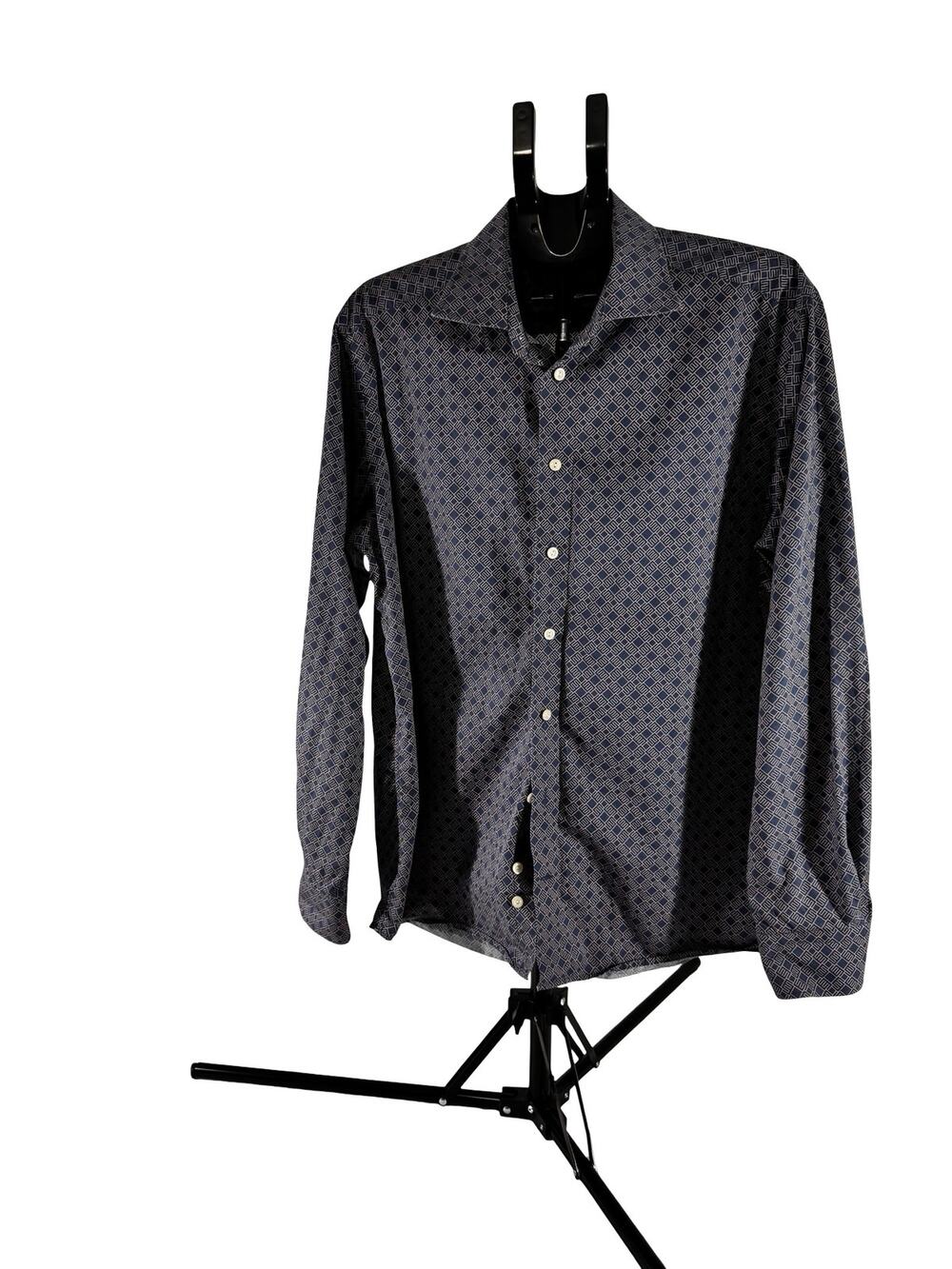 Eton Contemporary Fit Men’s XL 44/17.5 Navy Geometric Cotton Dress Shirt